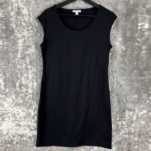 Nine West Size M Minimalist Stretch Sheath Dress Black Cap Sleeve‎ Pullover